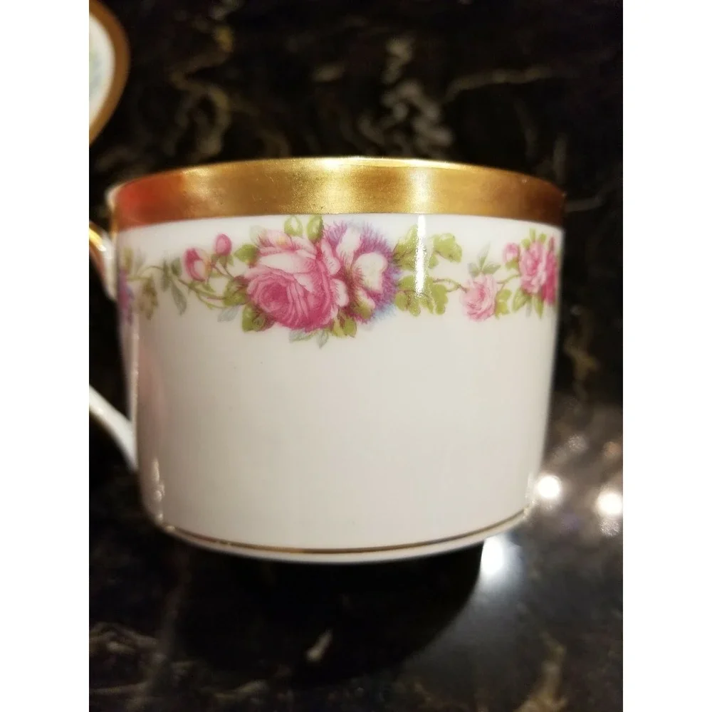 Antique C. AHRENFELDT Limoges Demitase Cup & Saucer Fine Porcelain
